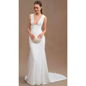 Wtoo by Watters Chloe Plunge V Neck Wedding Dress Size 14 Minimalist Bridal Gown